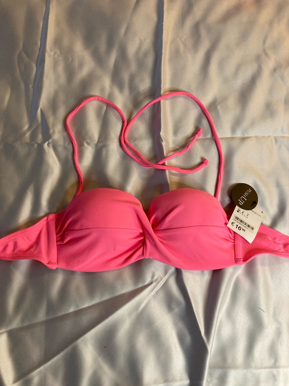 aerie Neon Pink Bandeau Bikini Top with Removable Halter